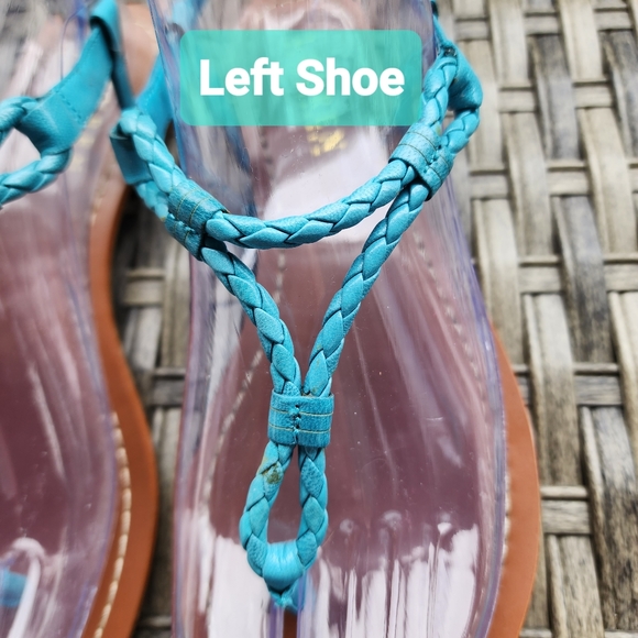 NWOT LAUREN RALPH LAUREN    ALEXA TURQUOISE BRAIDED LEATHER SANDALS - SI… - Picture 6 of 9